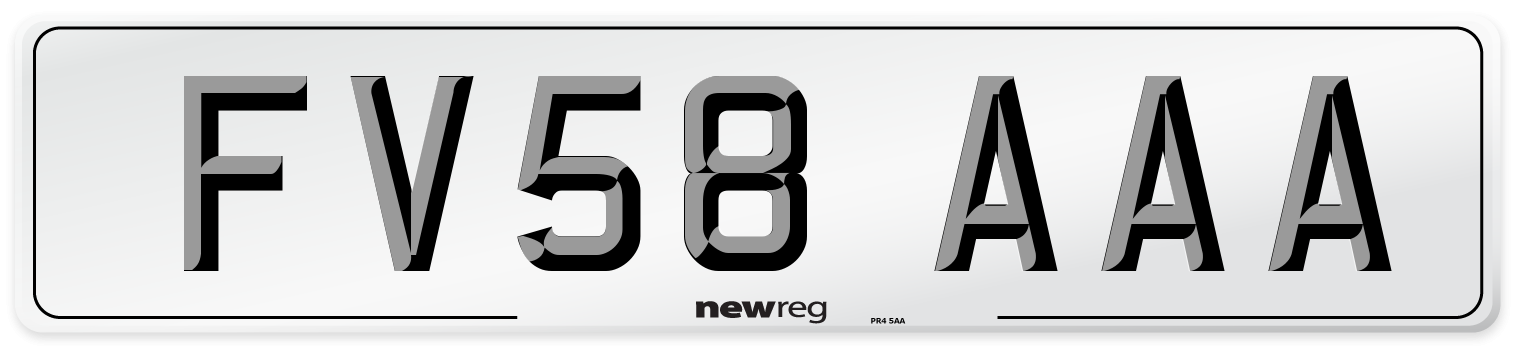 FV58 AAA Number Plate from New Reg